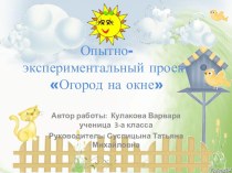 Проект Огород на окне