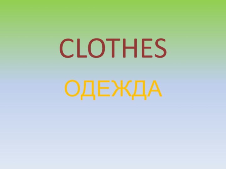 CLOTHESОДЕЖДА