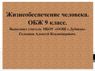 Презентация по ОБЖ Жизнеобеспечение человека