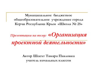 Презентация по проектной деятельности на тему Организация проектной деятельности