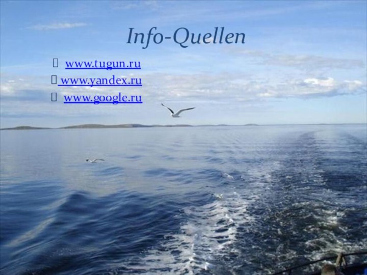 Info-Quellen www.tugun.ru www.yandex.ru www.google.ru