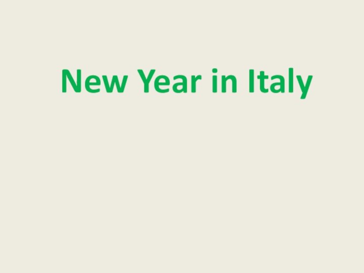 New Year in Italy