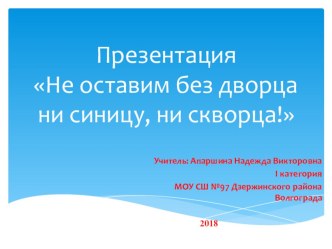 Презентация по окружающему миру Не оставим без дворца ни синицу, ни скворца