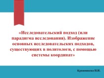 Презентация по политологии на тему Изображение основных исследовательских подходов, существующих в политологии, с помощью системы координат