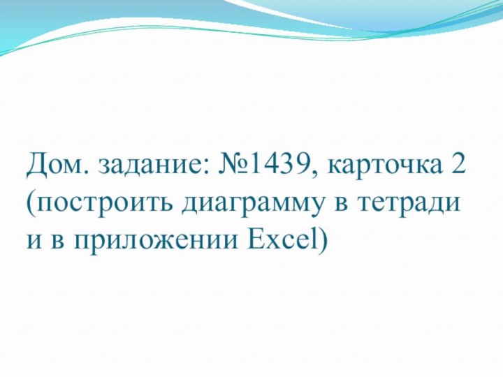 Дом. задание: №1439, карточка 2 (построить диаграмму в тетради и в приложении Excel)