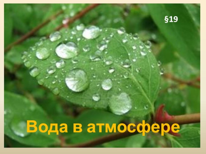 Вода в атмосфере§19