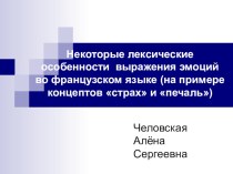 Некоторые лексические особенности выражения эмоций во французском языке (на примере концептов страх и печаль)