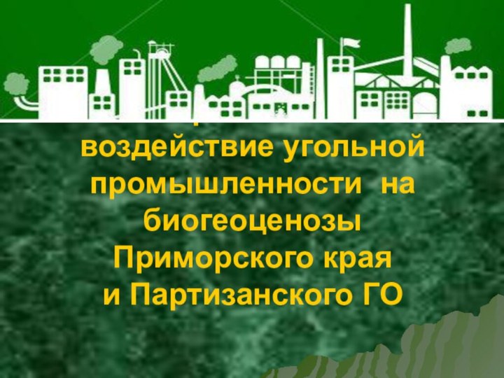 Антропогенное воздействие угольной промышленности на биогеоценозы Приморского края  и Партизанского ГО