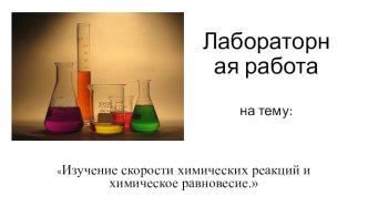 Презентация по дисциплине Химия на тему:Изучение скорости химических реакций и химическое равновесие.