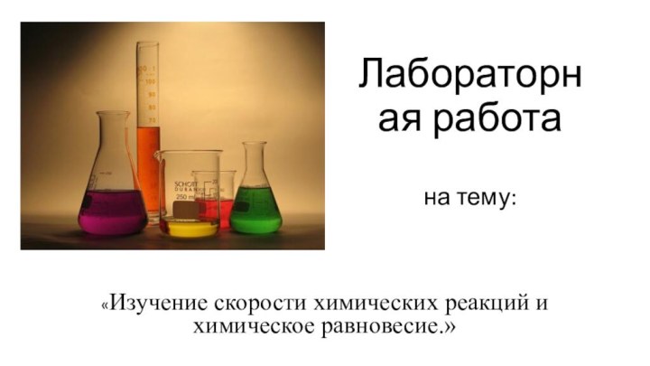 Лабораторная работа   на тему:«Изучение скорости химических реакций и химическое равновесие.»