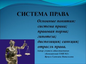 Презентация по праву на тему: Система права.