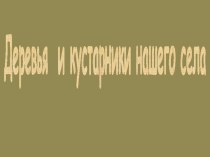 Презентация к внеурочному занятию в 3 классе исследовательского направления деревья и кустарники нашего парка, условия их жизни