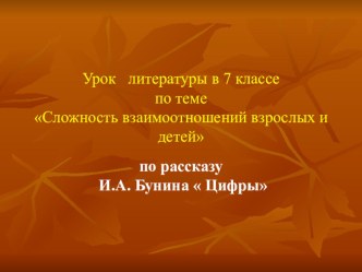 Презентация по рассказу И.А.Бунина Цифры (7 класс)