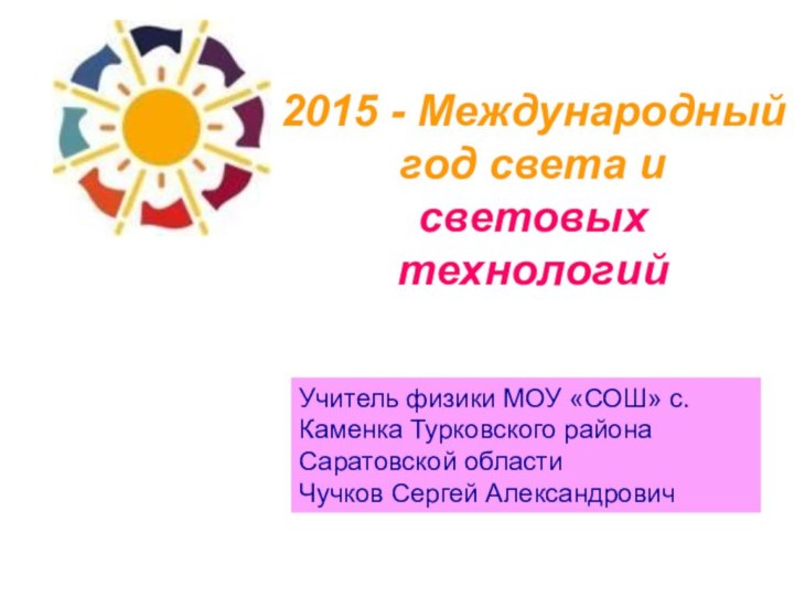 2015 - Международный год света и световых технологий Учитель физики