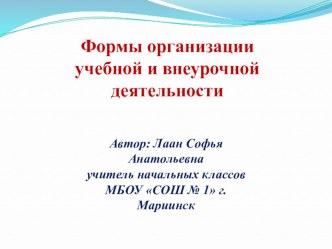 Презентация Формы организации учебной и внеурочной деятельности