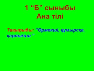 Өрмекші, құмырсқа, қарлығаш тақырыбындағы ана тілі пәні бойынша презентация(1 сынып)