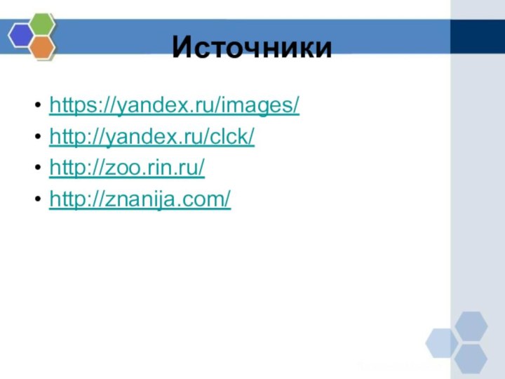 Источникиhttps://yandex.ru/images/http://yandex.ru/clck/http://zoo.rin.ru/http://znanija.com/