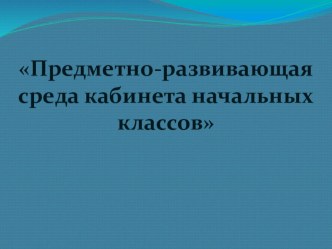 Предметно развивающая среда