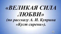 Презентация к уроку литературы в 8 классе Великая сила любви (по рассказу А. Куприна Куст сирени).