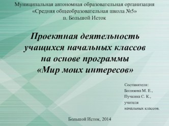 Проектная деятельность учащихся начальных классов на основе программы