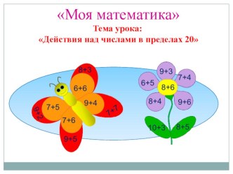 Презентация урока математики Действия над числами в пределах 20(1 класс)