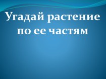 Презентация по окружающему миру на тему Части растения (1 класс)