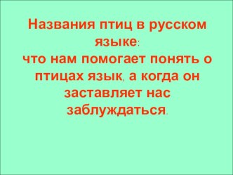 Исследовательская презентация о названиях птиц в русском языке