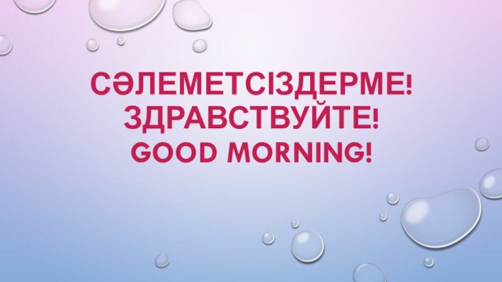 Сәлеметсіздерме! Здравствуйте! Good morning!