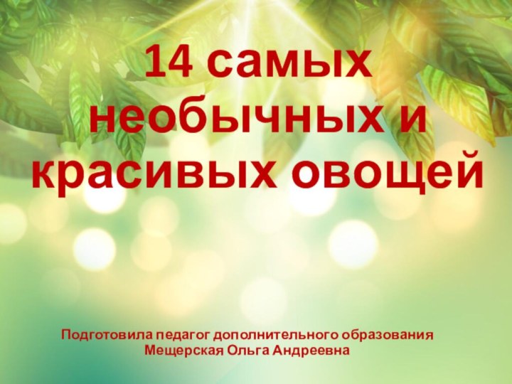 14 самых необычных и красивых овощейПодготовила педагог дополнительного образования Мещерская Ольга Андреевна