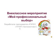 Презентация Внеклассное мероприятие Мой профессиональный выбор