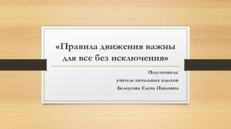 Правила движения важны для всех без исключения