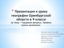 Урок по географии для 9 класса Трудовые ресурсы.Уровень жизни населения