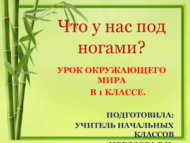 Урок окружающего мира   в 1 классе.Подготовила: учитель начальных классов Морозова