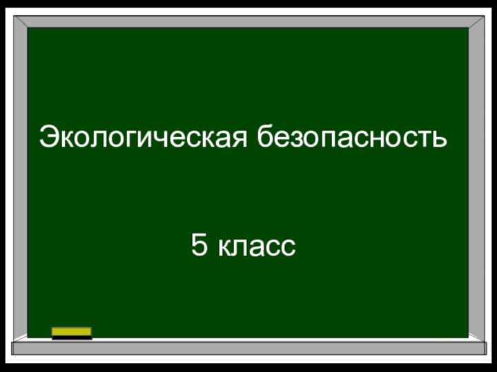 Экологическая безопасность   5 класс