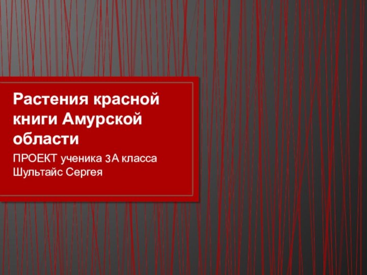 Растения красной книги Амурской областиПРОЕКТ ученика 3А класса Шультайс Сергея