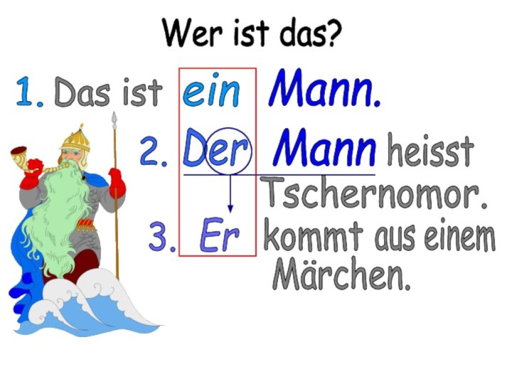 Das ist1.einMann.2.DerMannaus einemTschernomor.3.ErkommtWer ist das?heisstMärchen.