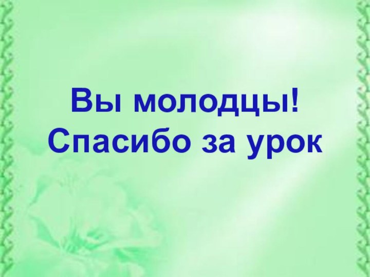 Вы молодцы!Спасибо за урок