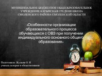 Особенности организации образовательного процесса обучающихся с ОВЗ при получении индивидуального основного общего образования