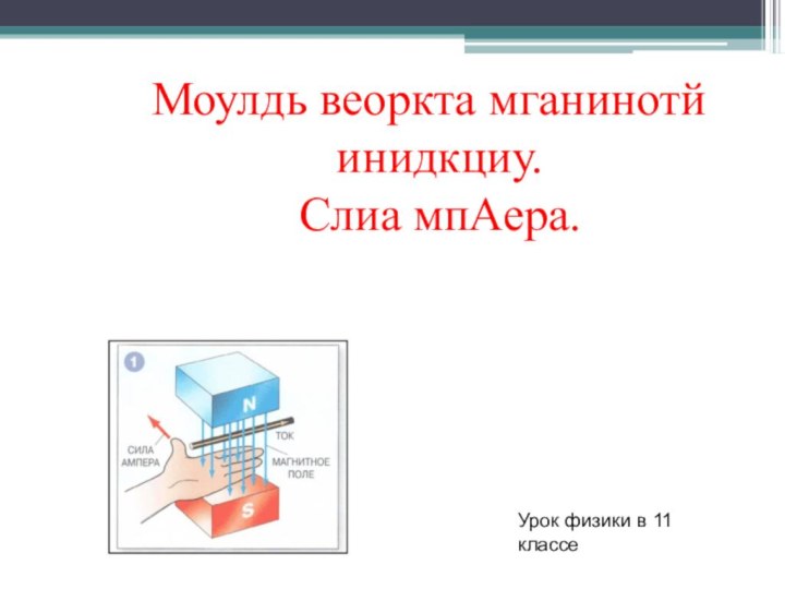 Моулдь веоркта мганинотй инидкциу.  Слиа мпАера.Урок физики в 11 классе