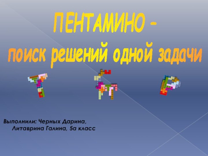 Выполнили: Черных Дарина, Литаврина Галина, 5а классПЕНТАМИНО – поиск решений одной задачи