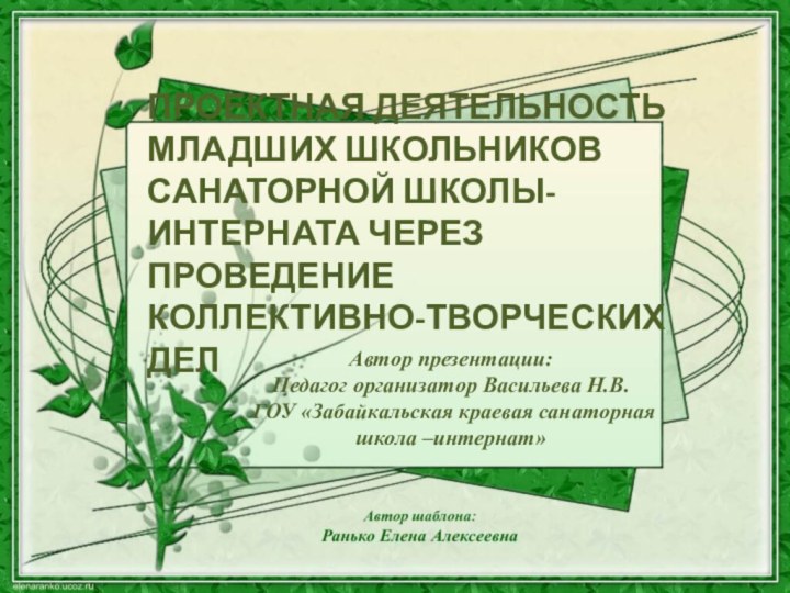 Автор презентации: Педагог организатор Васильева Н.В.ГОУ «Забайкальская краевая санаторная школа –интернат» ПРОЕКТНАЯ