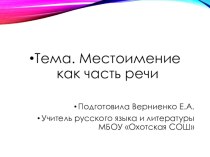 Урок Местоимение как часть речи