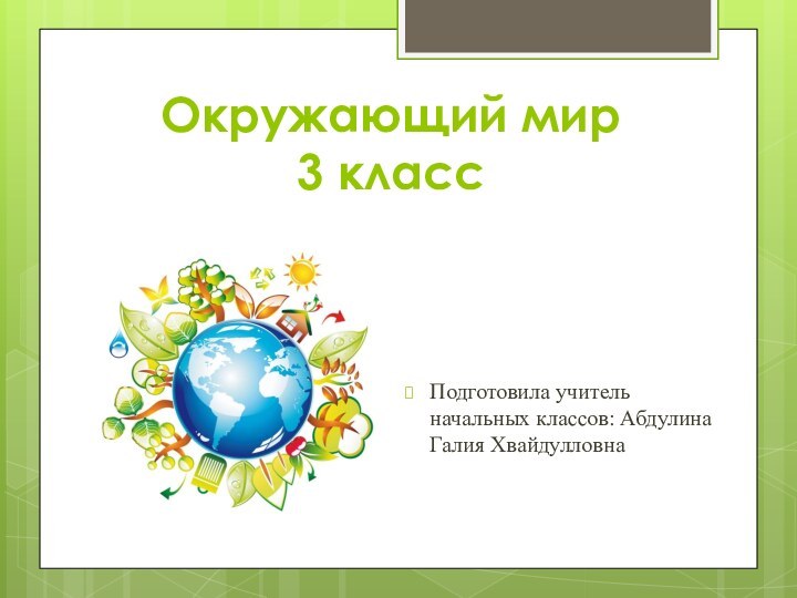 Окружающий мир 3 классПодготовила учитель начальных классов: Абдулина Галия Хвайдулловна