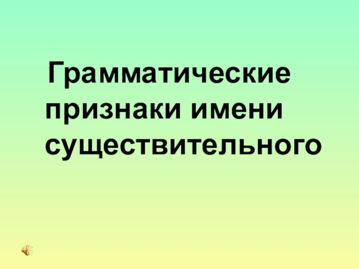 Грамматические признаки имени существительного