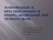 Земноводные и пресмыкающиеся Крыма. Подводный мир Чёрного моря.