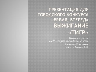 Презентация по технологии на тему: Панно. Тигр. Выжигание.