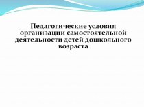 Педагогические условия организации самостоятельной деятельности детей дошкольного возраста