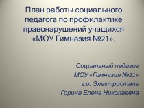 Презентация план работы социального педагога