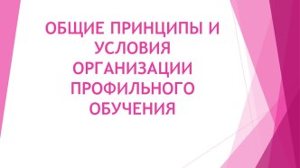 Презентация по теме ОБЩИЕ ПРИНЦИПЫ И УСЛОВИЯ ОРГАНИЗАЦИИ ПРОФИЛЬНОГО ОБУЧЕНИЯ