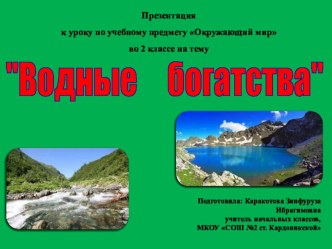 Презентация по окружающему миру Водные богатства ( 2 класс)